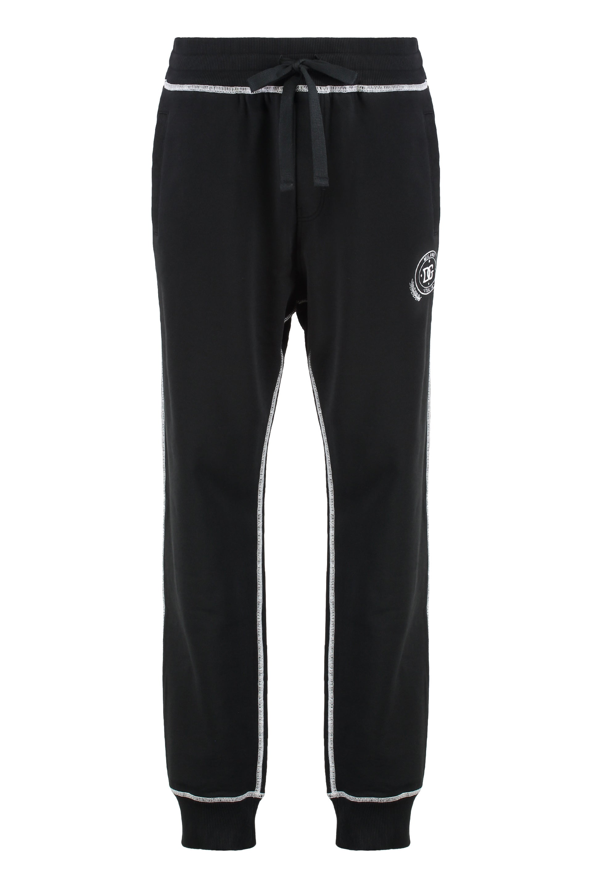 DOLCE & GABBANA Men's Cotton Track Pants with Ribbed Cuffs