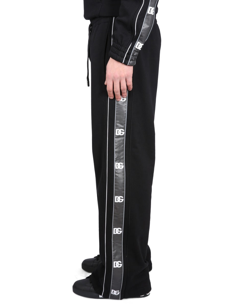 DOLCE & GABBANA Men's Jogging Pants with Logo Bands and Elastic Waistband
