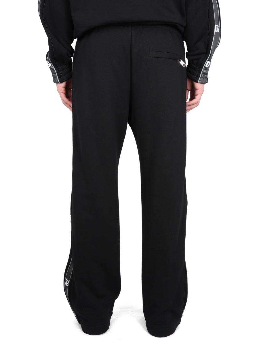 DOLCE & GABBANA Men's Jogging Pants with Logo Bands and Elastic Waistband