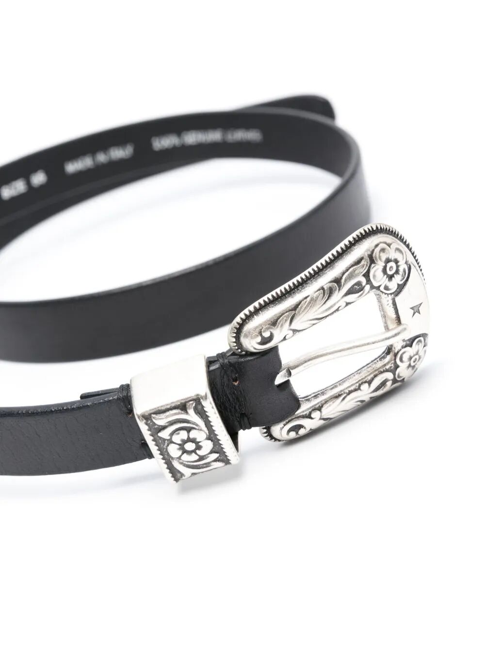 GOLDEN GOOSE Engraved Buckle Leather Belt for Women