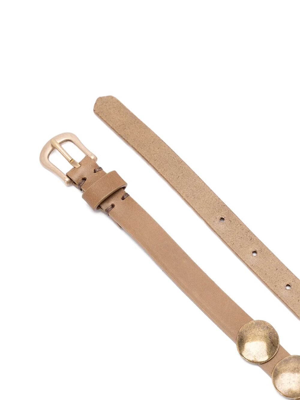 GOLDEN GOOSE Trinidad Thin Washed Leather Belt with Studs