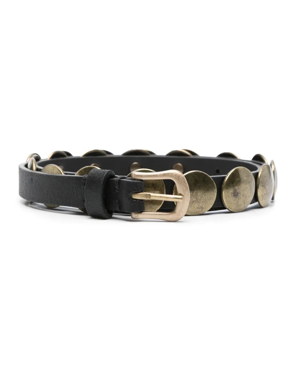GOLDEN GOOSE Trinidad Thin Washed Leather Belt with Studs