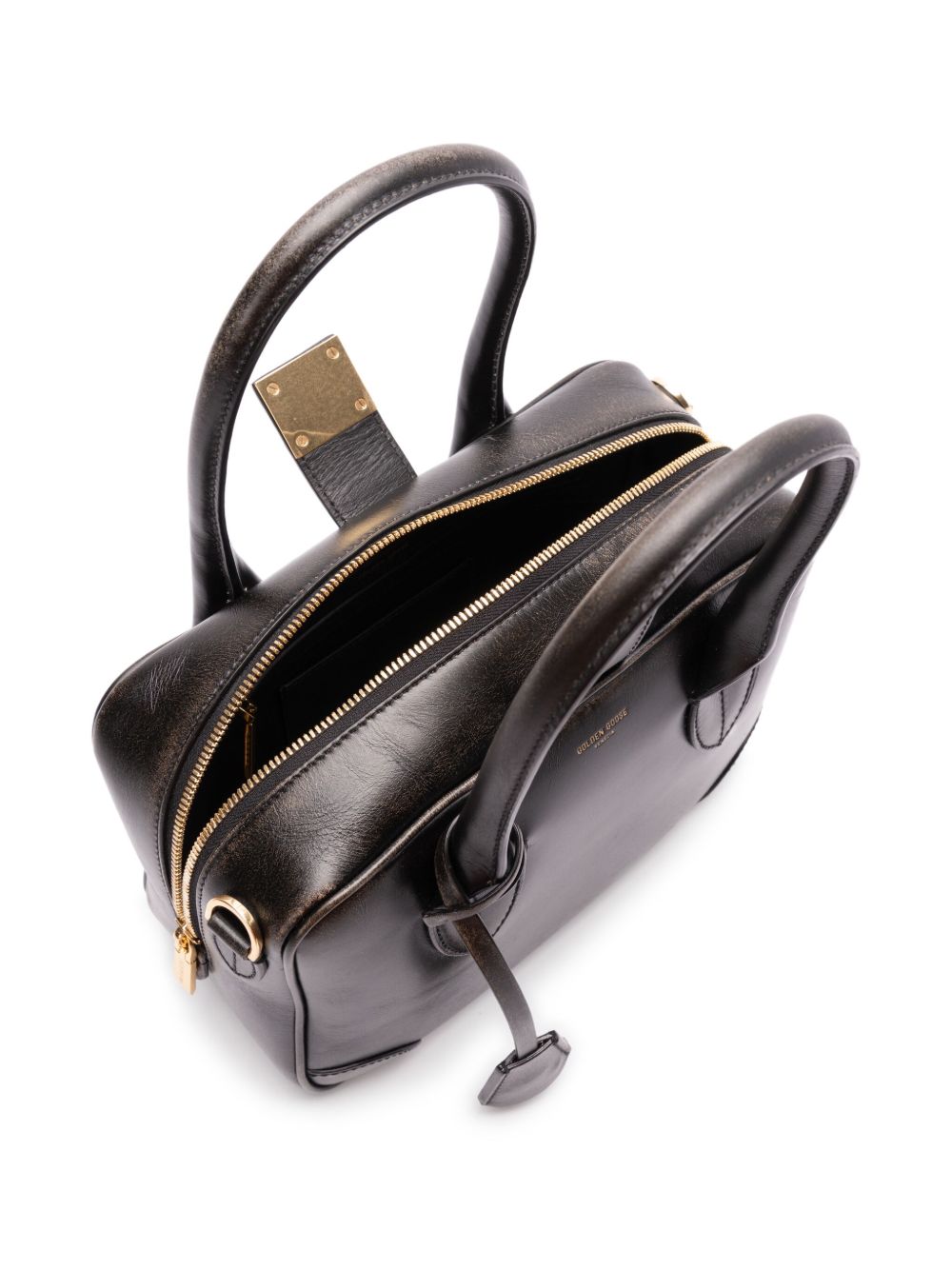 GOLDEN GOOSE Leather Handbag with Double Handles and Detachable Shoulder Strap