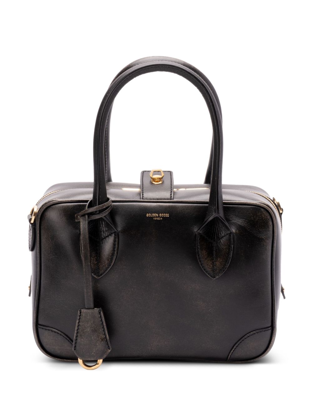GOLDEN GOOSE Leather Handbag with Double Handles and Detachable Shoulder Strap