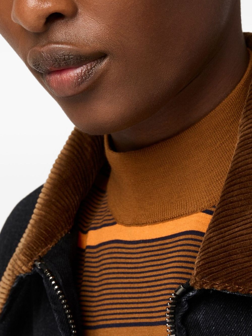 MIU MIU Denim Bomber Jacket with Corduroy Collar