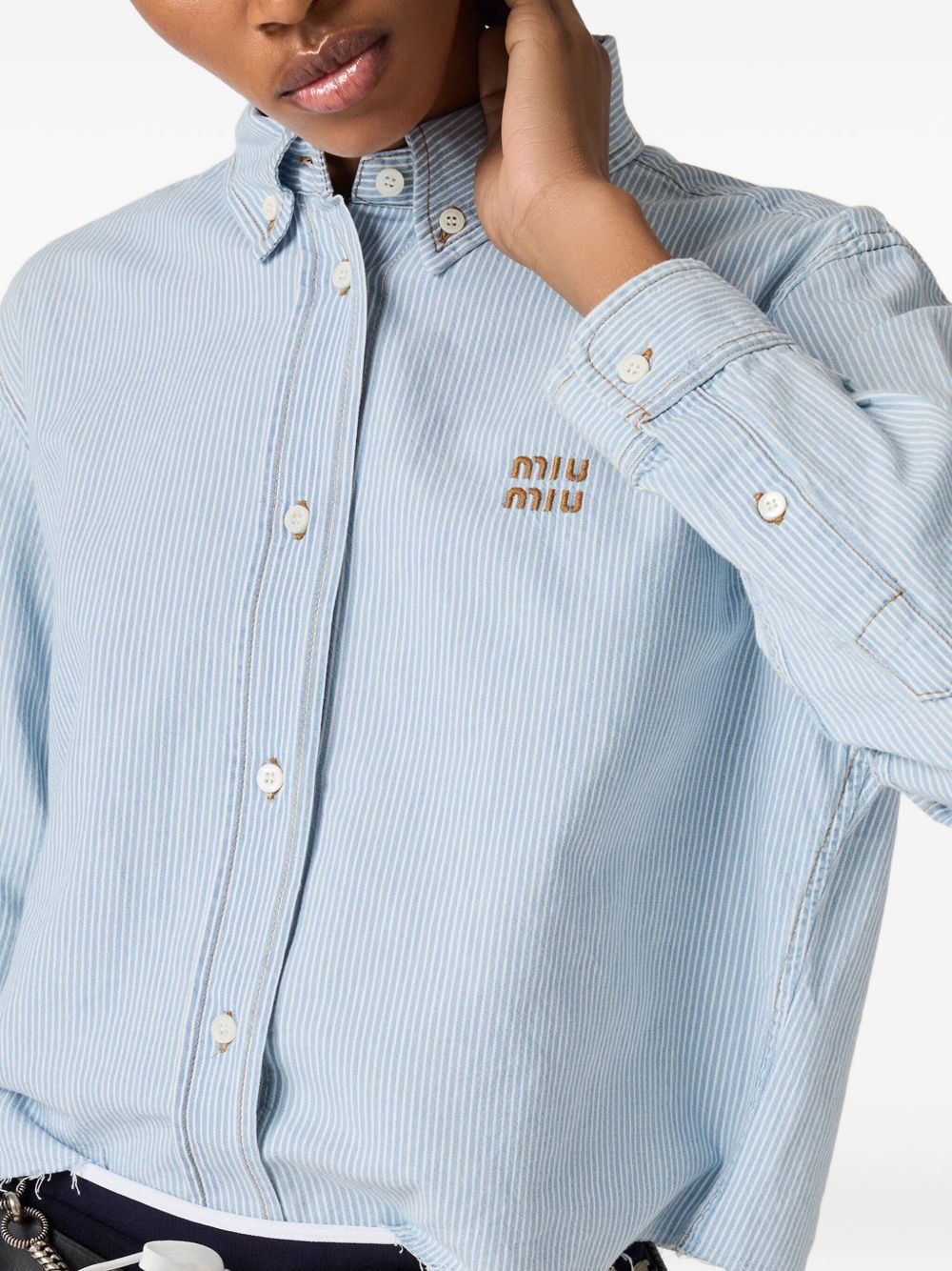 MIU MIU Striped Chambray Shirt for Women - FW25 Collection