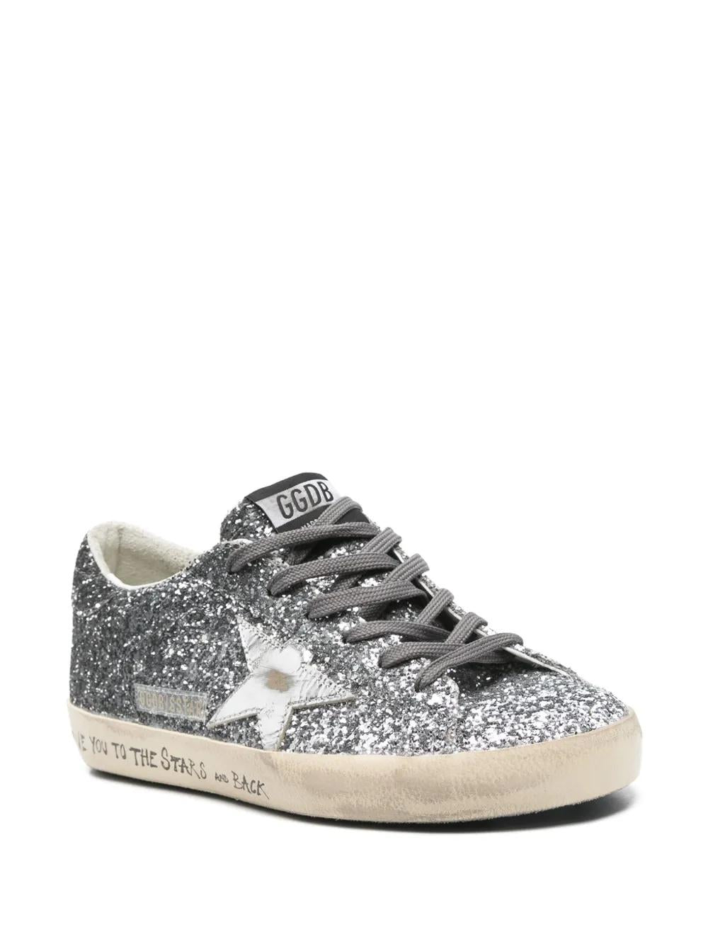 GOLDEN GOOSE Silver Superstar Sneaker with Degraded Shine for Women