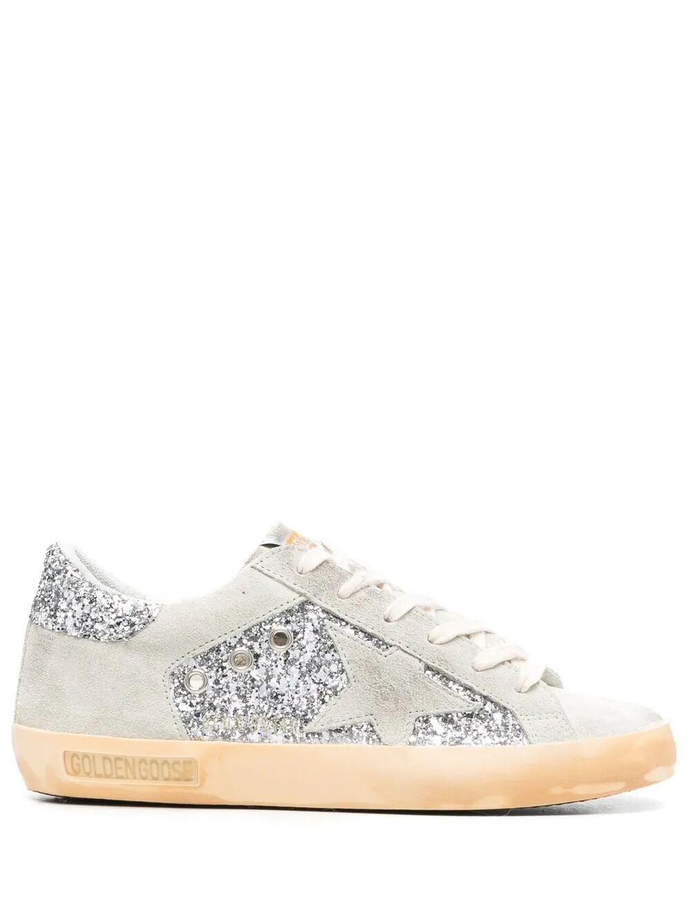 GOLDEN GOOSE Suede and Glitter Upper Sneakers with Star Glitter Heel