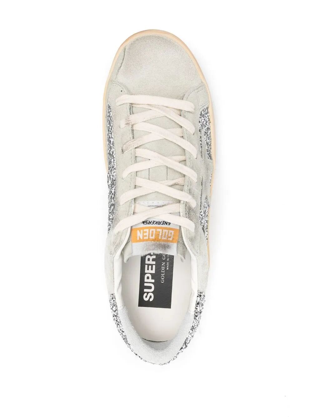 GOLDEN GOOSE Suede and Glitter Upper Sneakers with Star Glitter Heel