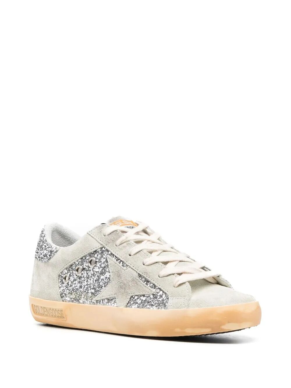 GOLDEN GOOSE Suede and Glitter Upper Sneakers with Star Glitter Heel