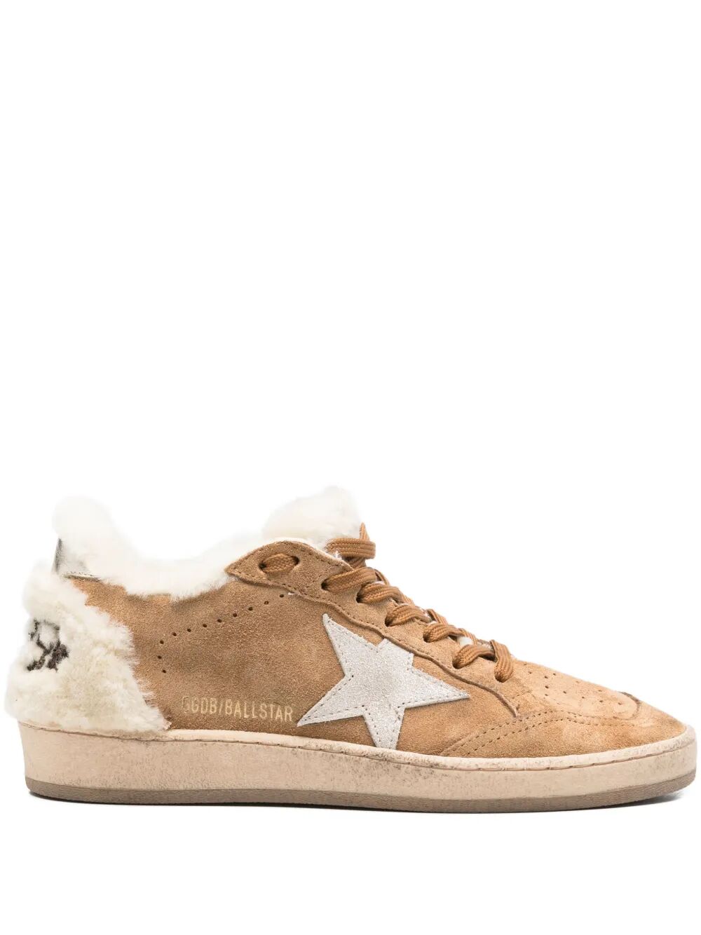 GOLDEN GOOSE Shearling-Lined Sneakers with Crystal Accent