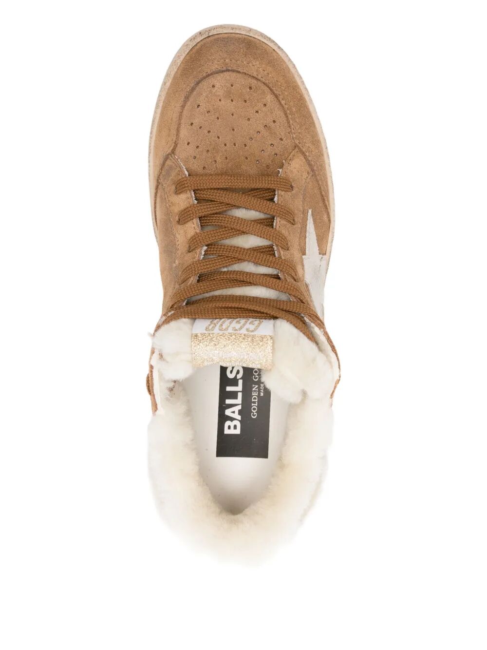GOLDEN GOOSE Shearling-Lined Sneakers with Crystal Accent