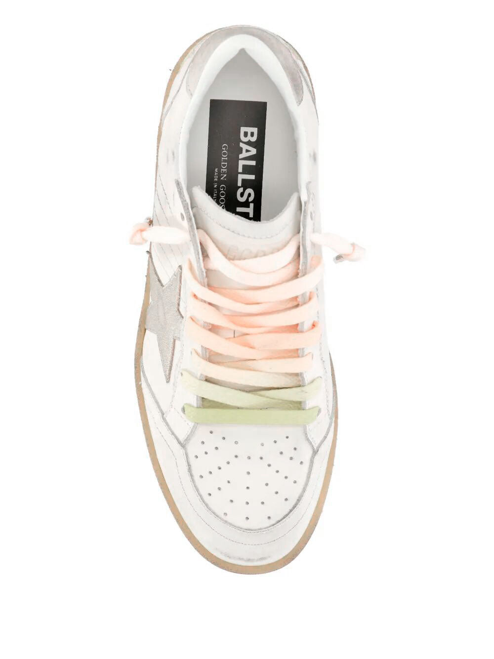 GOLDEN GOOSE Ball Star Sneaker in Leather with Laminated Star and Suede Heel Tab