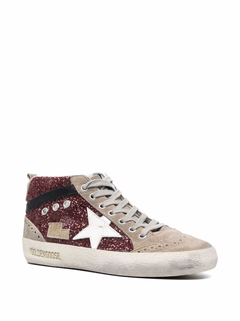 GOLDEN GOOSE Mid Star Glitter Upper Suede Sneakers for Women