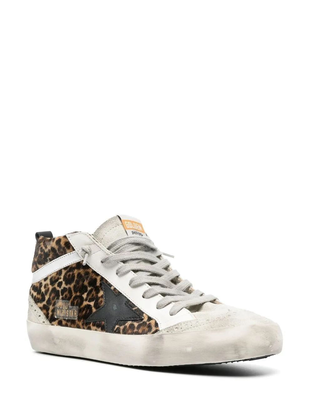 GOLDEN GOOSE Mid Star Leopard Print High-Top Sneakers for Women