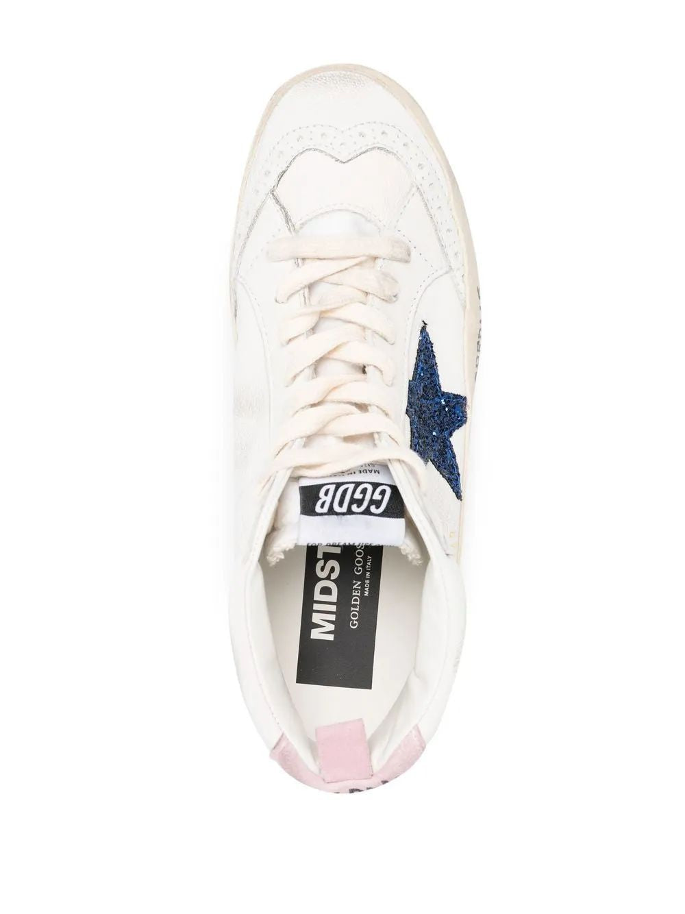 GOLDEN GOOSE Mid Star Nappa Leather Upper Glitter Sneakers for Women