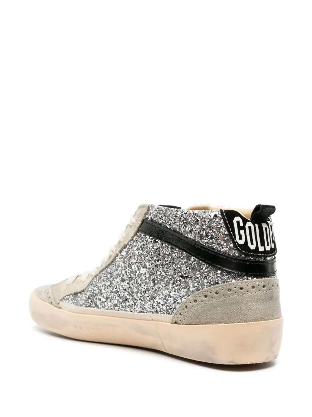 GOLDEN GOOSE Mid Star Glitter Upper Suede Toe Sneakers for Women