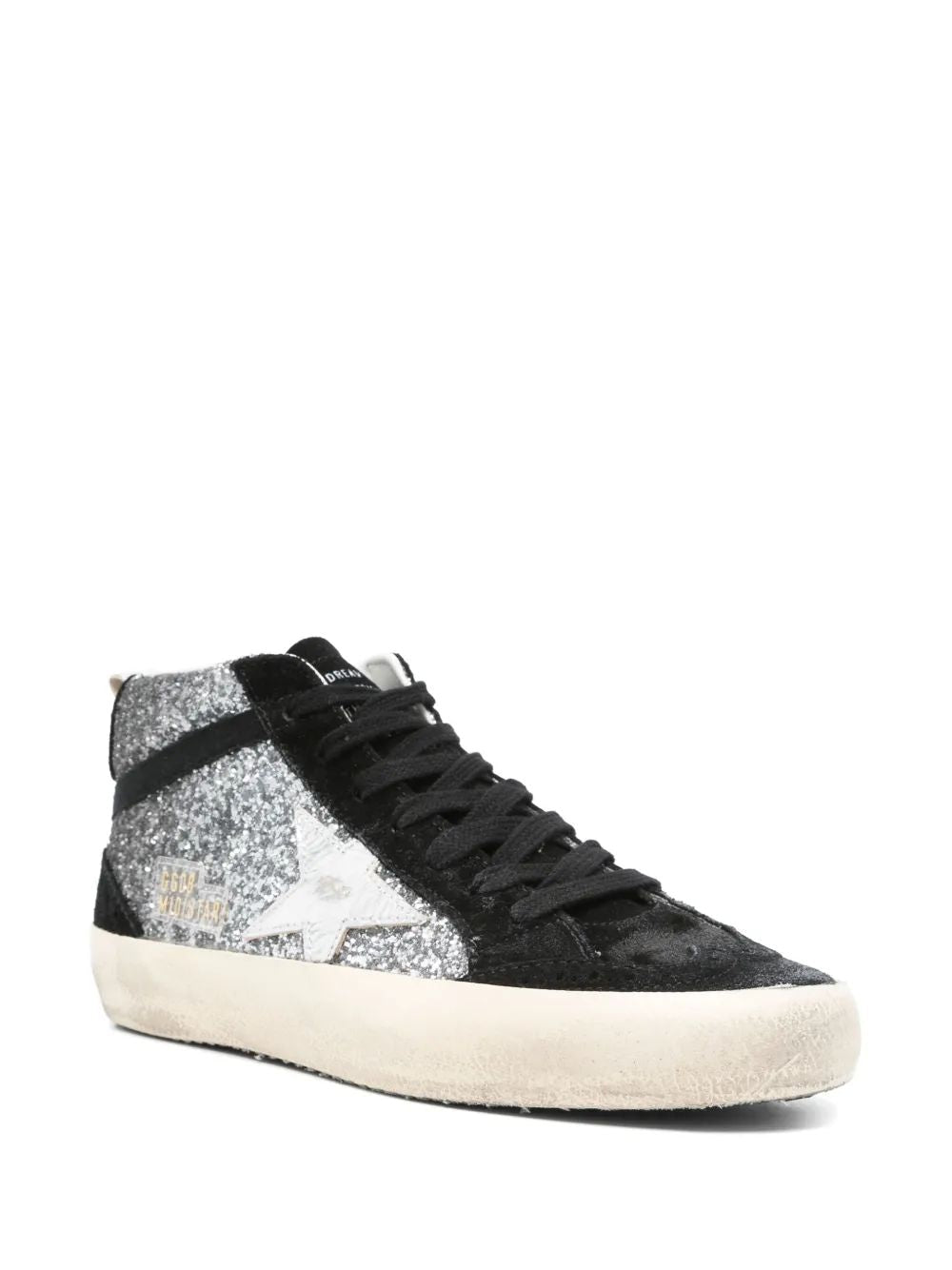GOLDEN GOOSE Mid Star Glitter Upper Suede Sneakers for Women