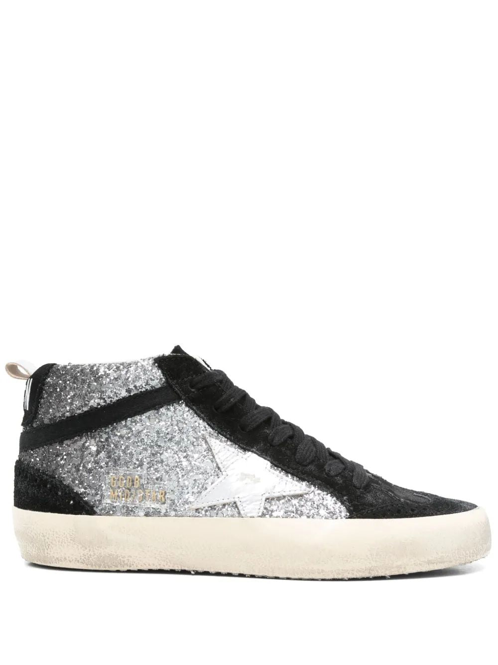 GOLDEN GOOSE Mid Star Glitter Upper Suede Sneakers for Women