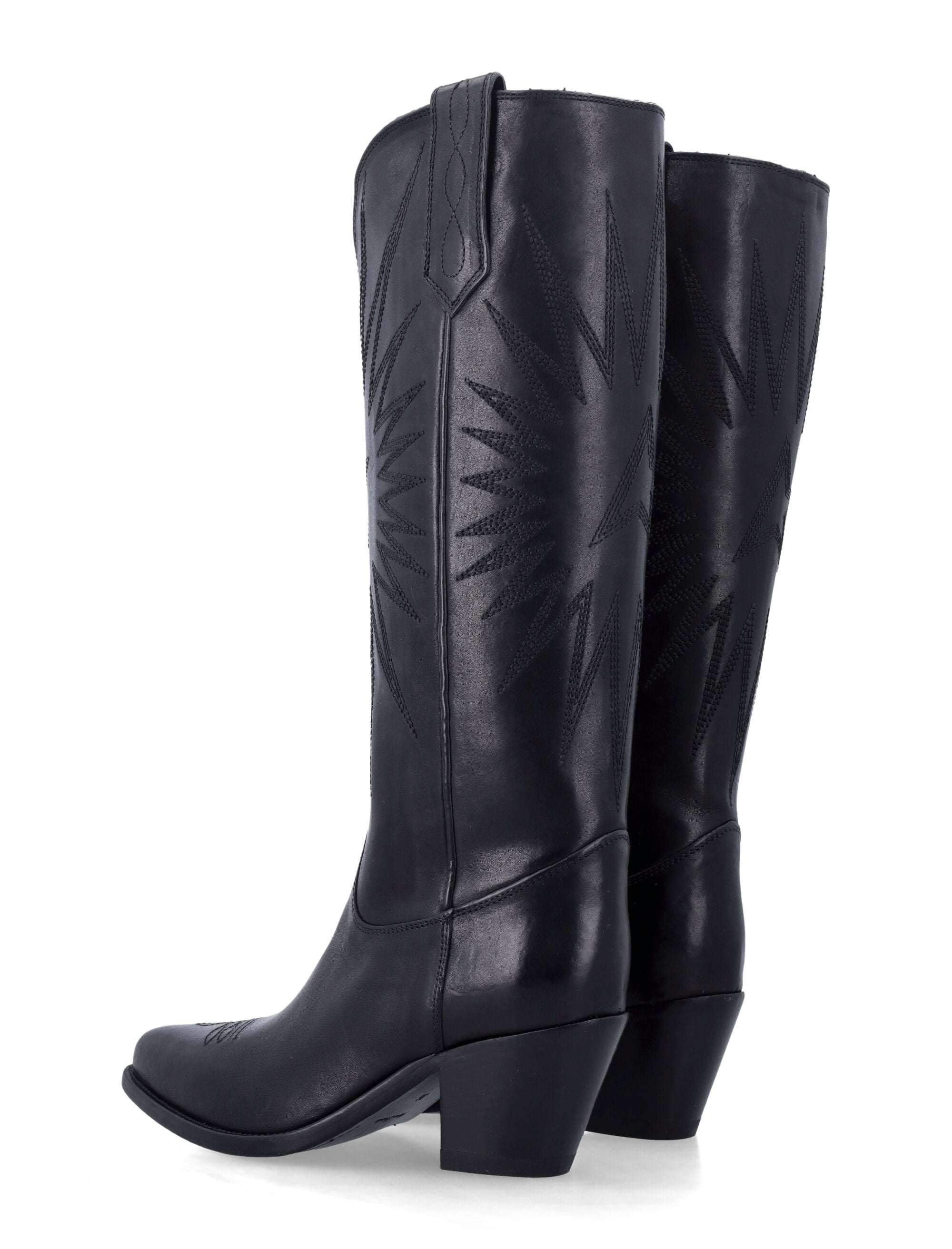 GOLDEN GOOSE Wish Star Leather Boots with Block Heel - Women's 7 CM