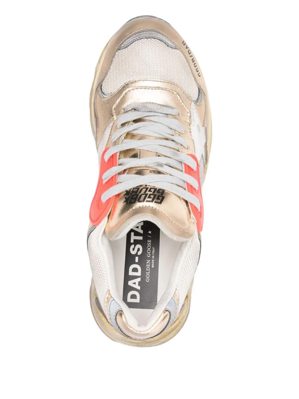 GOLDEN GOOSE DAD-STAR Sneakers in Mesh and Gold Foiled Leather