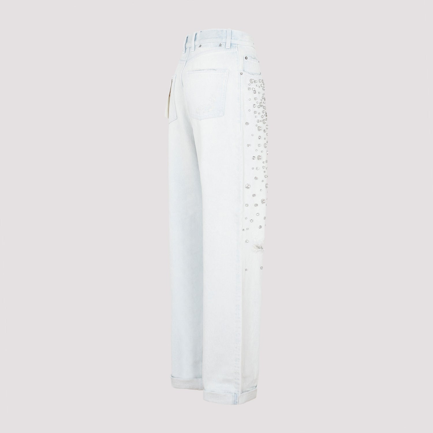 GOLDEN GOOSE Rhinestone Appliqué Distressed Jeans
