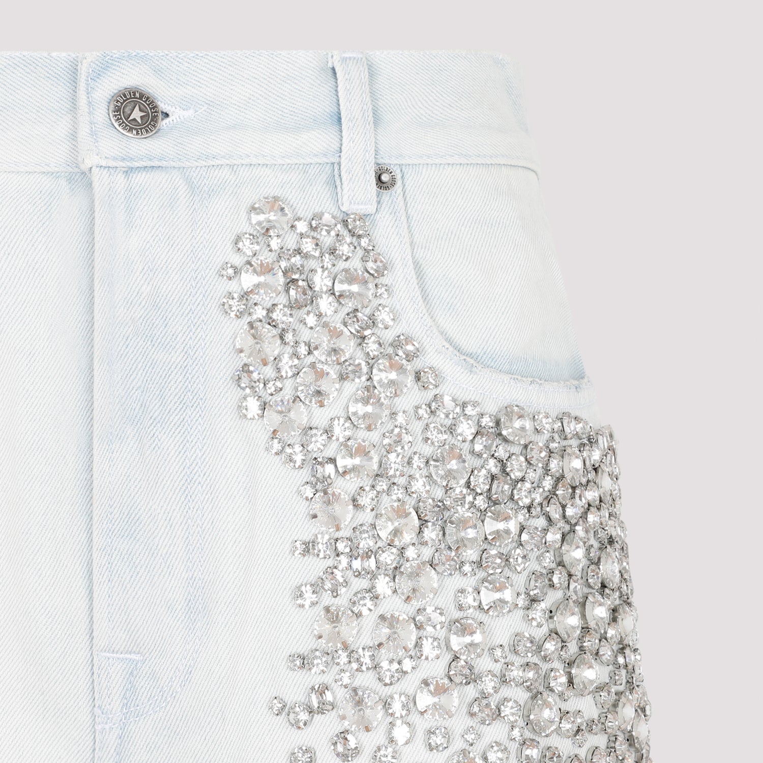 GOLDEN GOOSE Rhinestone Appliqué Distressed Jeans
