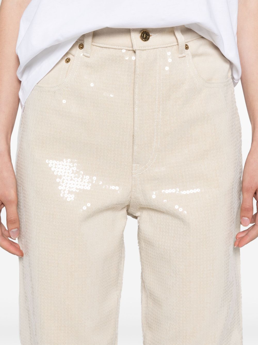 GOLDEN GOOSE Denim Pants with Star Stud Embellishments