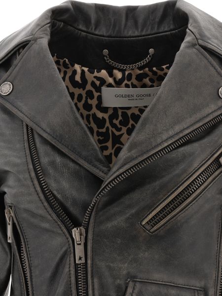 GOLDEN GOOSE Worn-Out Effect Leather Jacket - Size 42