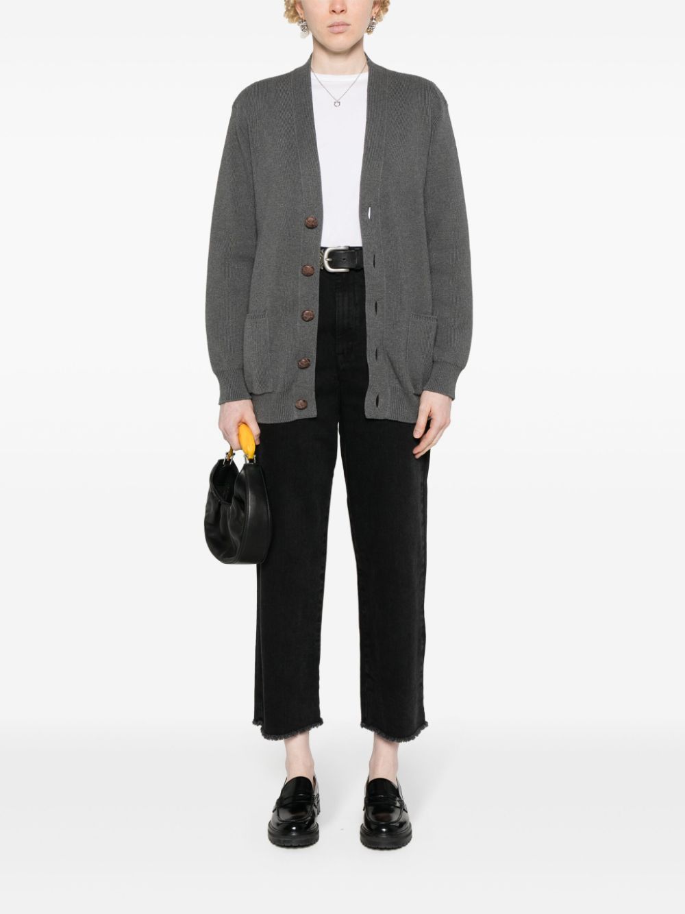 GOLDEN GOOSE V-Necked Cardigan with Logo Print