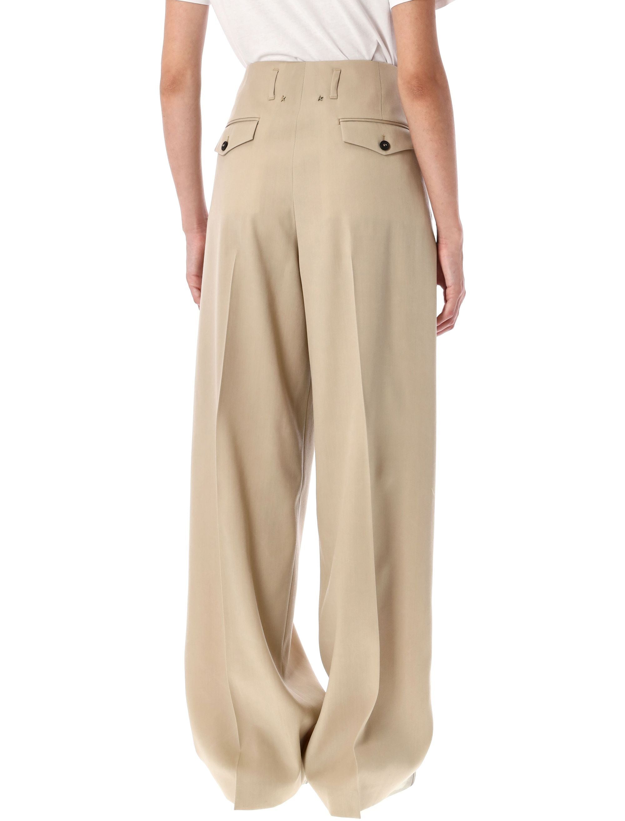 GOLDEN GOOSE High-Waist Wool Gabardine Pants - Women's Size 40
