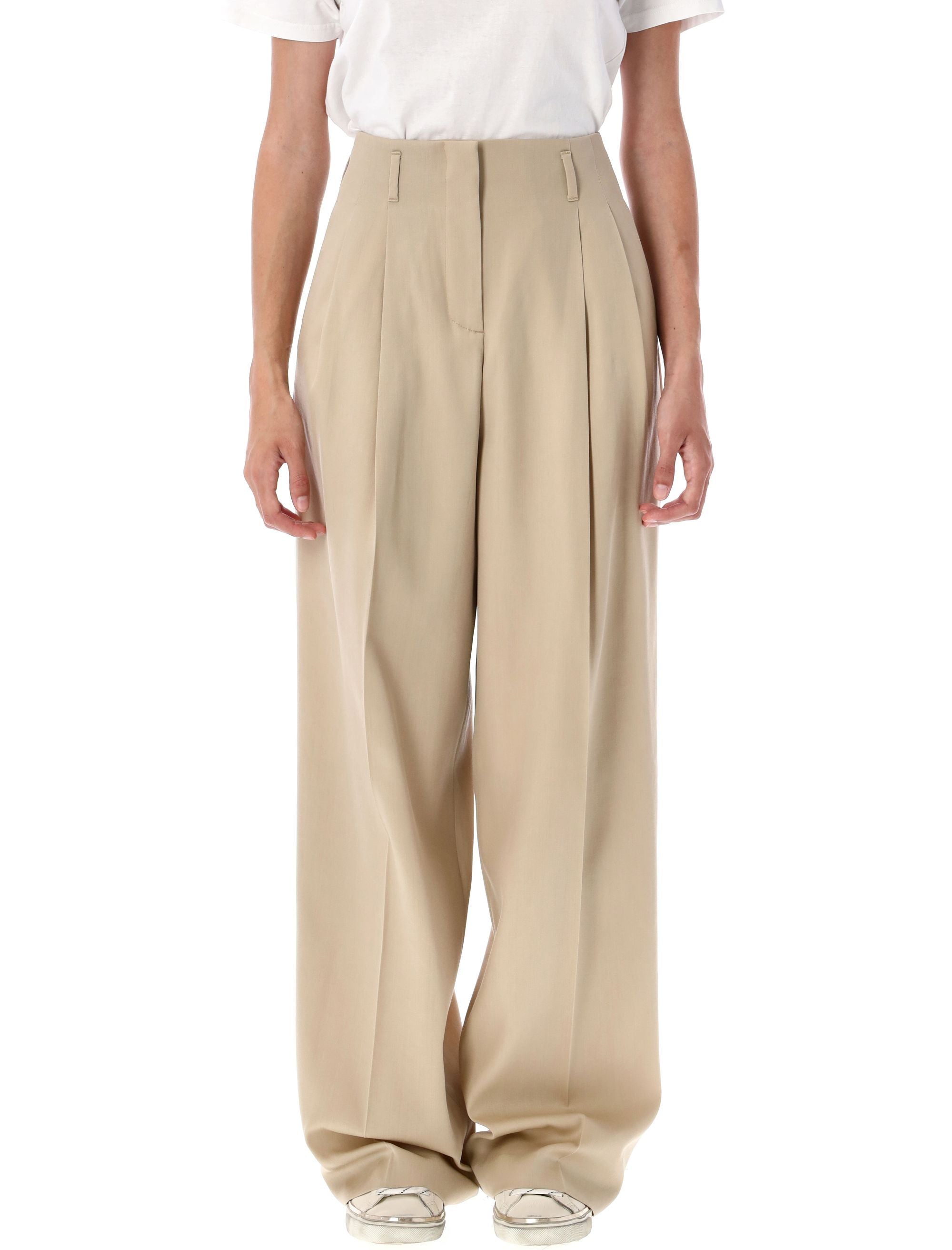 GOLDEN GOOSE High-Waist Wool Gabardine Pants - Women's Size 40