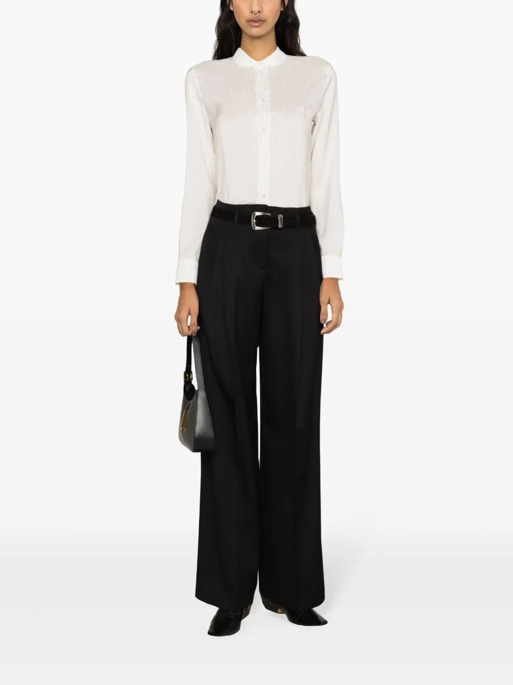 GOLDEN GOOSE Wide Leg Wool Gabardine Pants for Women