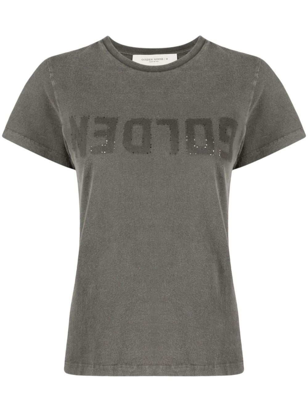 GOLDEN GOOSE Distressed Women's Slim Fit T-Shirt with Double Gold Star