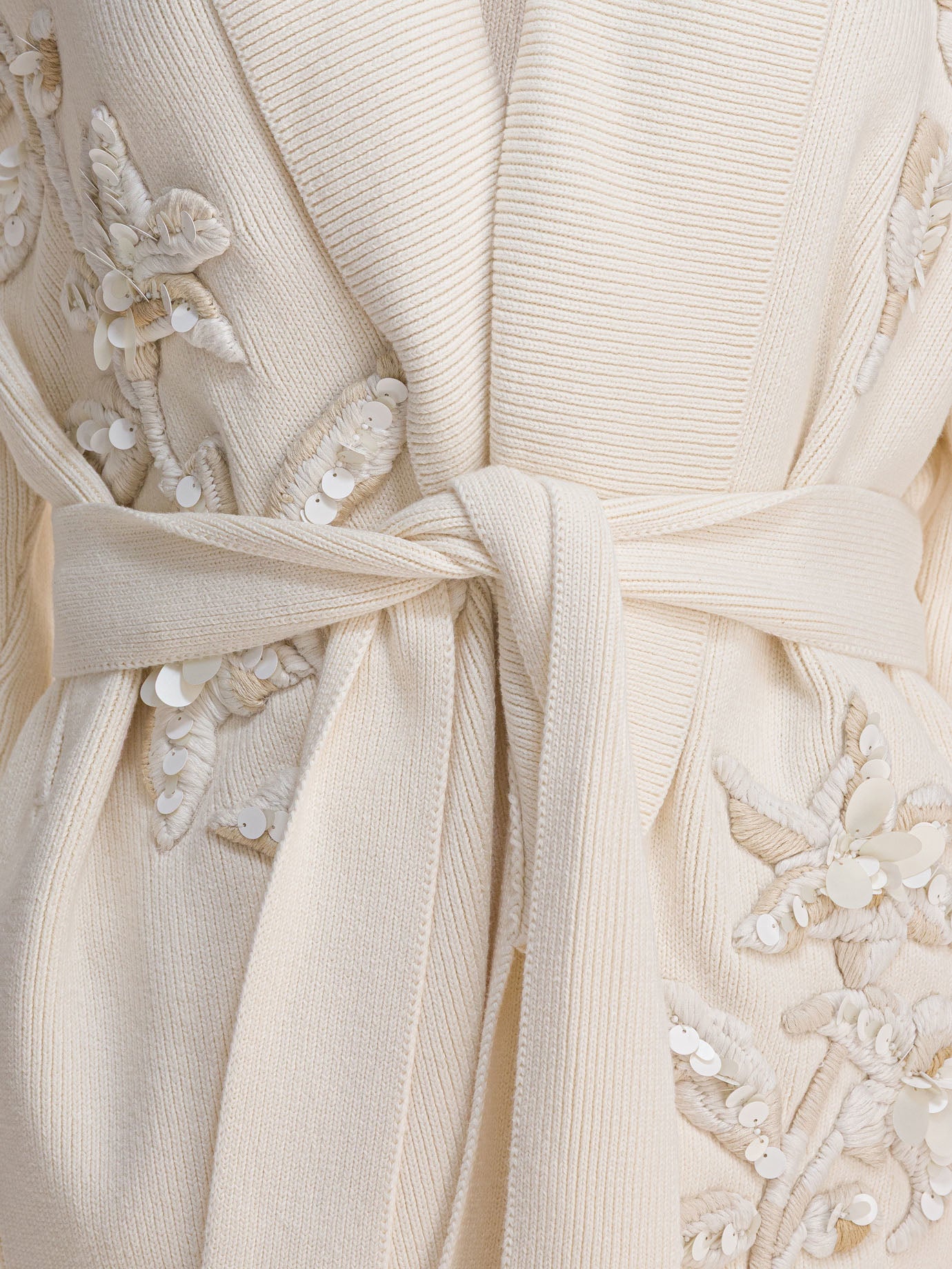 GOLDEN GOOSE Women's Belted Knit Cardigan with Embroidered Flowers