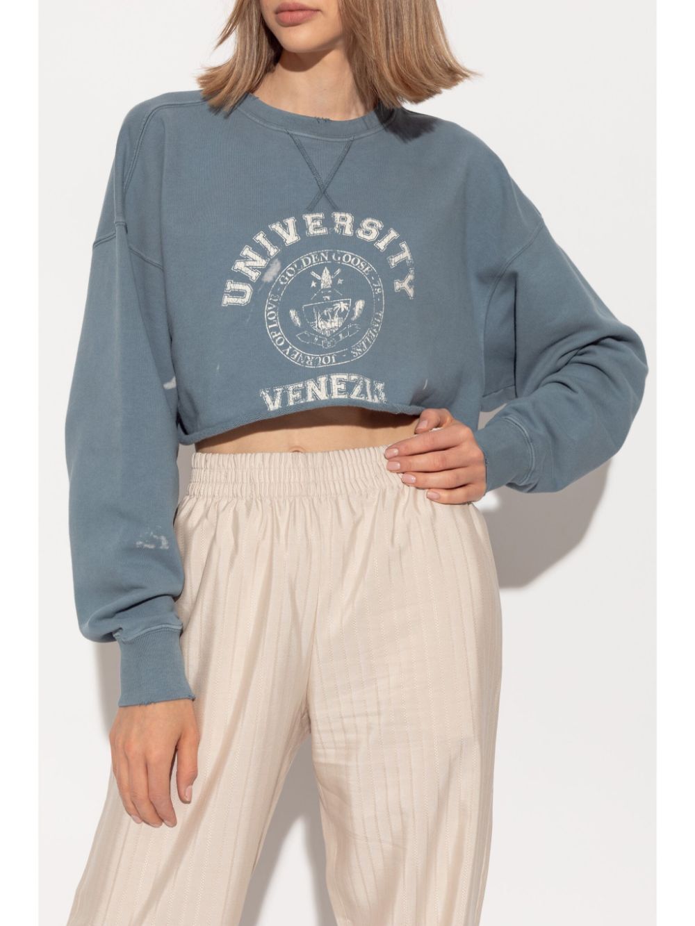 GOLDEN GOOSE Journey Cropped Crewneck Sweatshirt - Women's