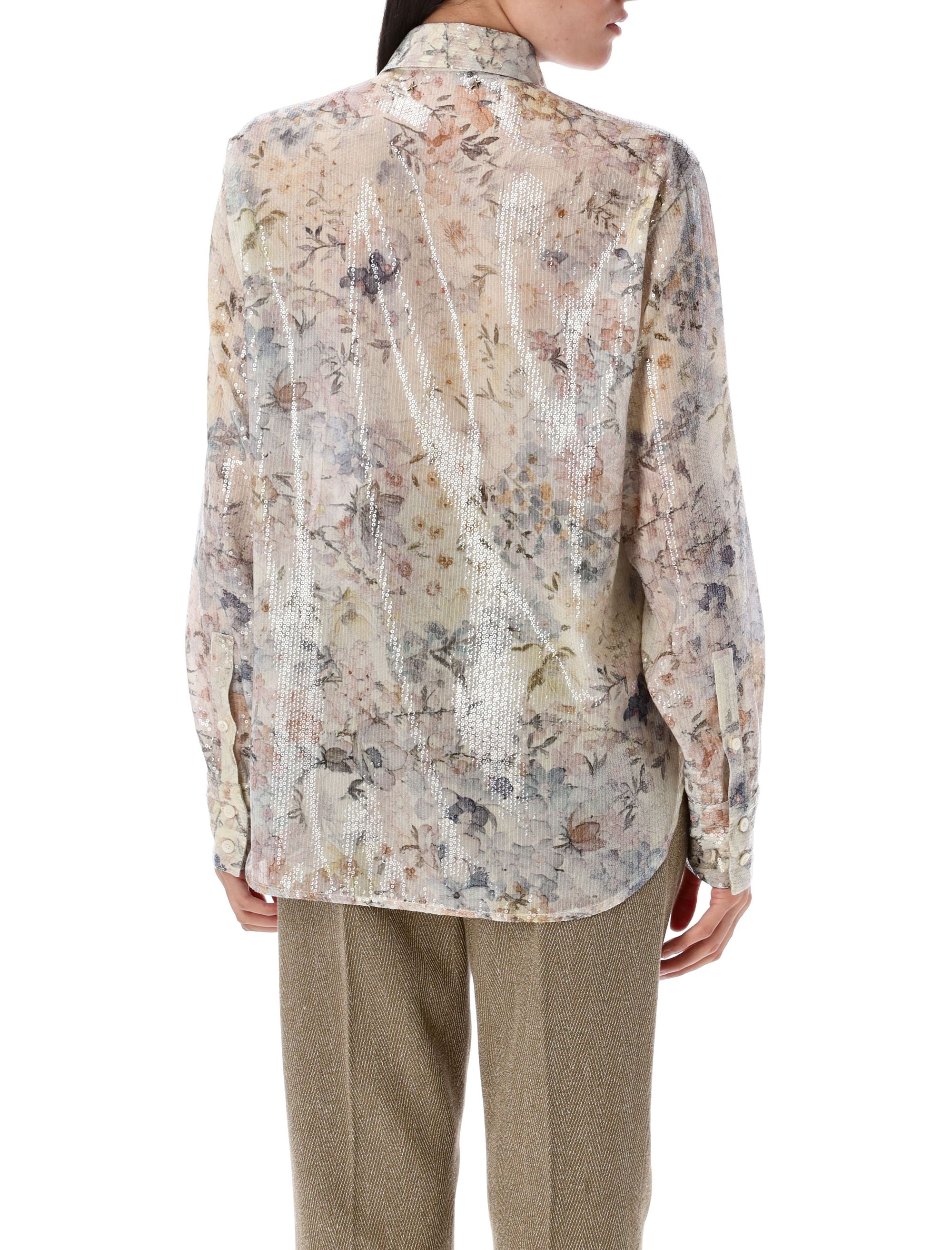 GOLDEN GOOSE Floral Sequin Print Shirt - Women's Size S