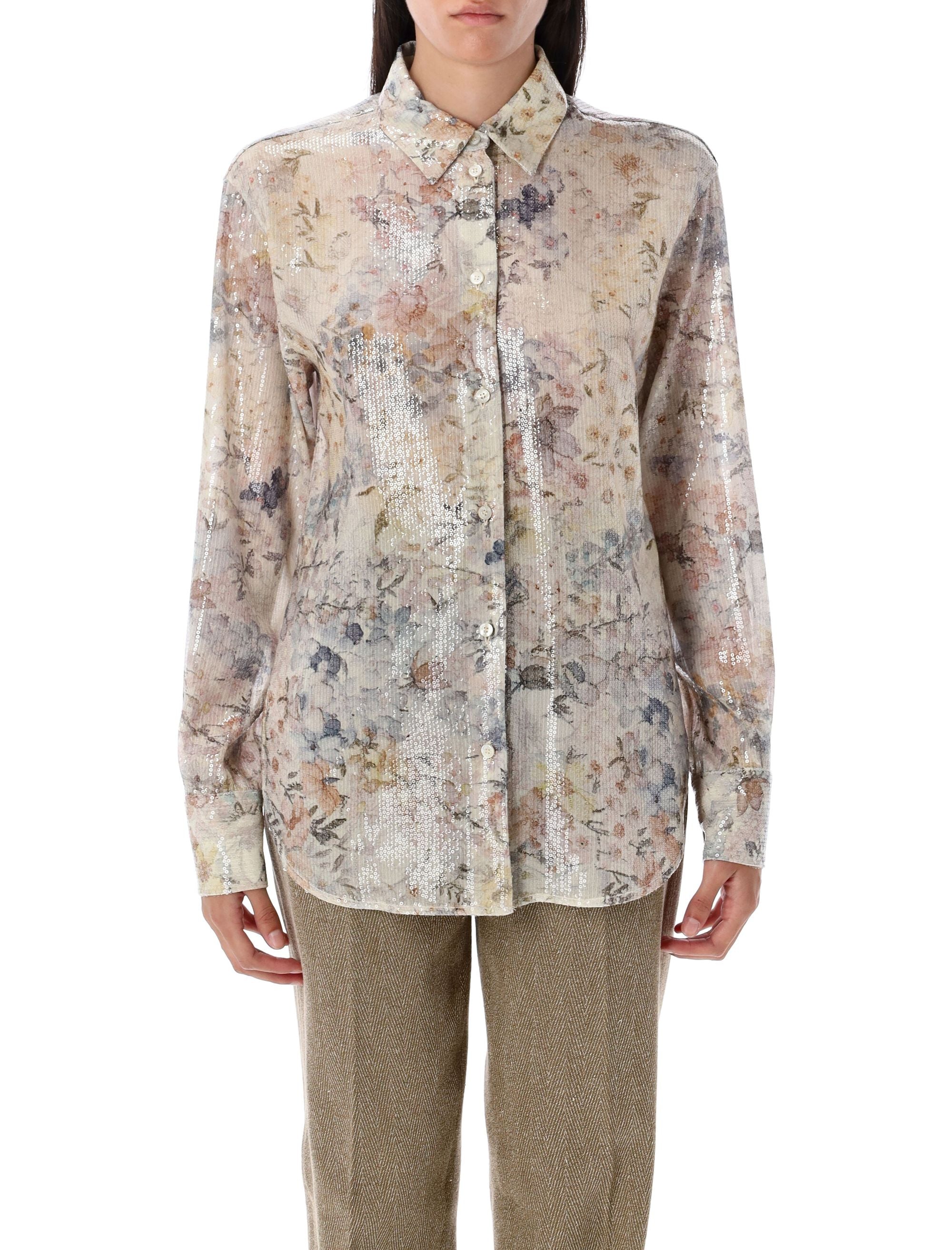 GOLDEN GOOSE Floral Sequin Print Shirt - Women's Size S