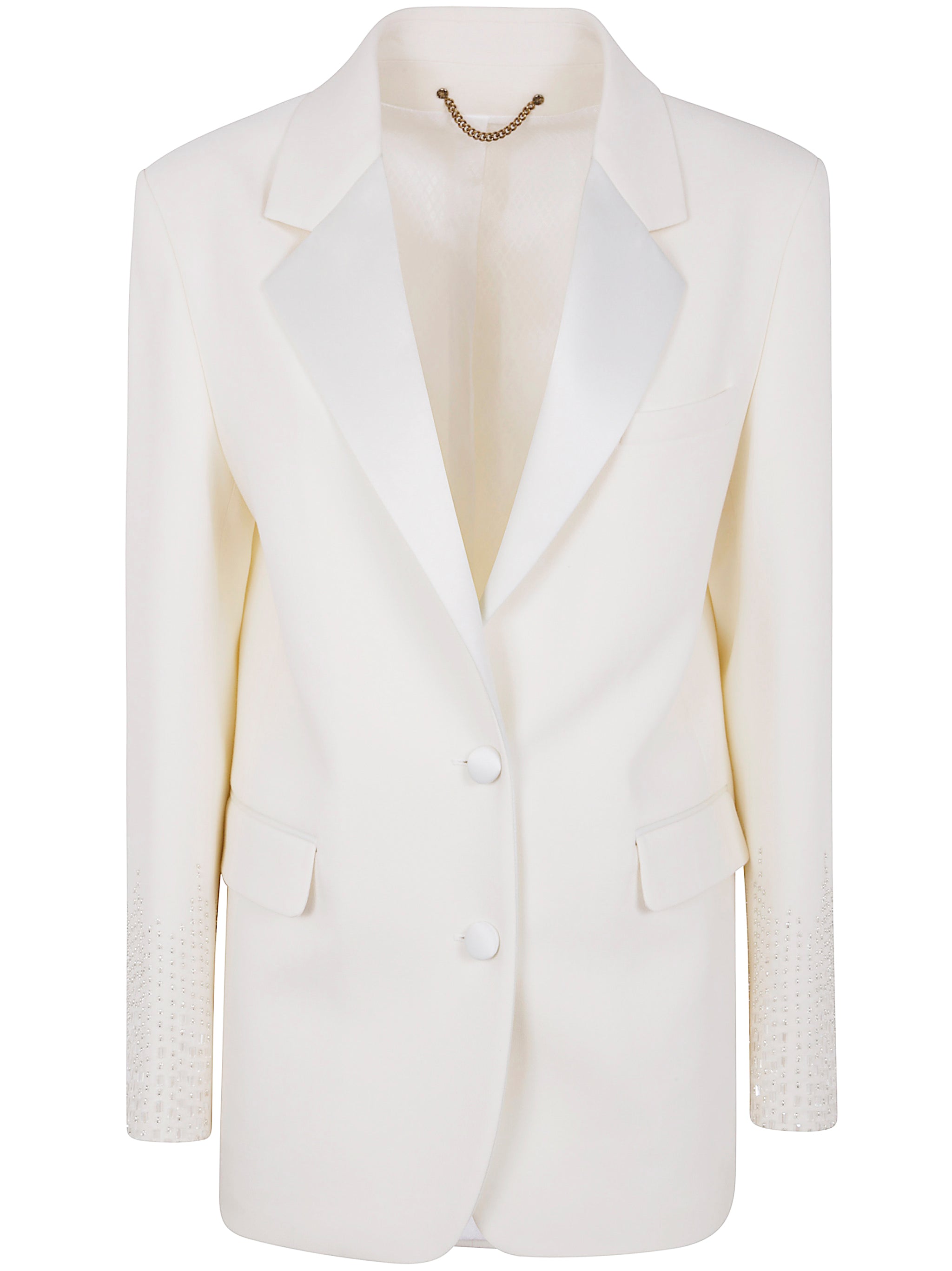 GOLDEN GOOSE Women's Single Breasted Outer Jacket with Satin Lapel & Beaded Embellishments