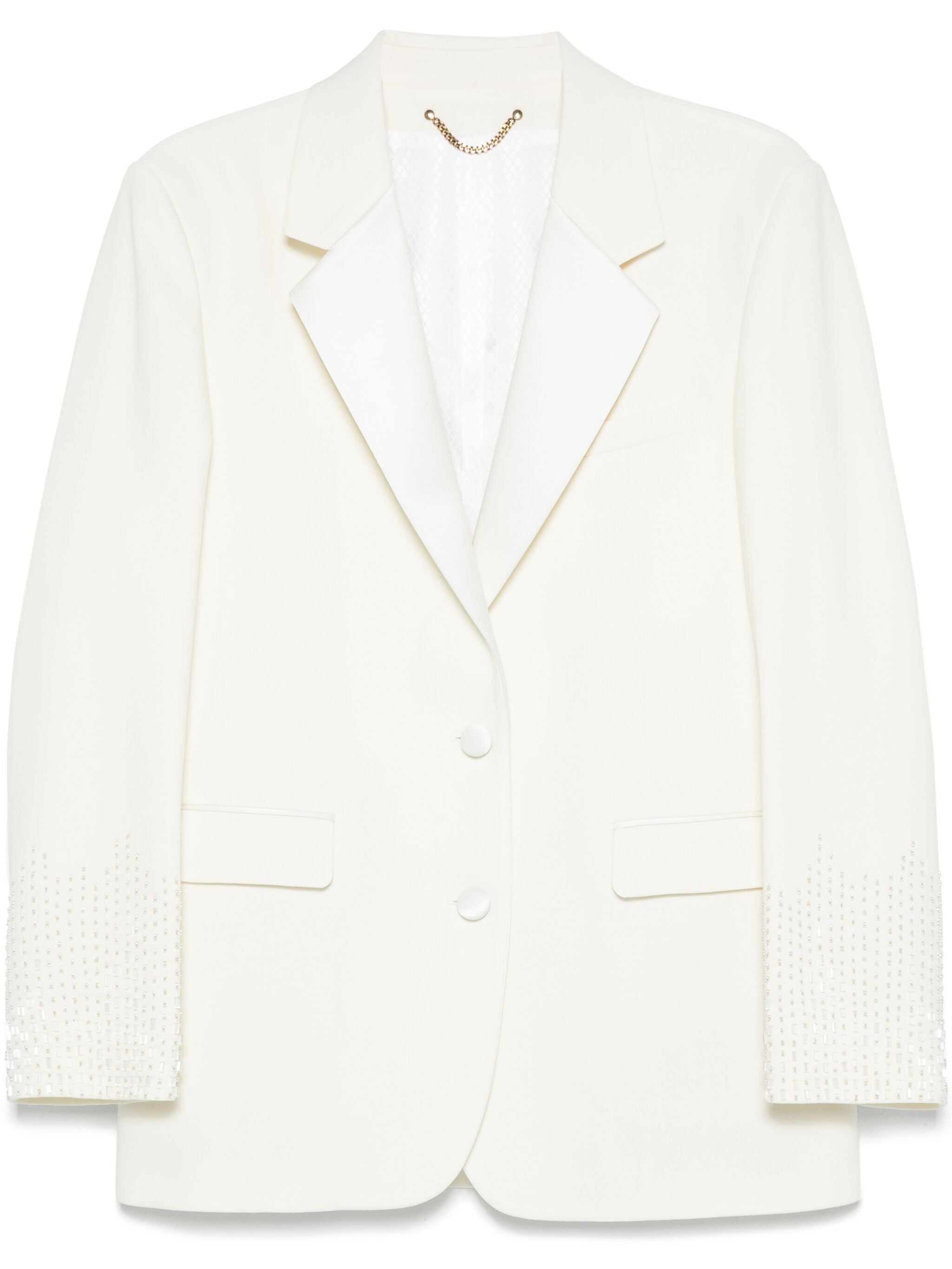 GOLDEN GOOSE Women's Single Breasted Outer Jacket with Satin Lapel & Beaded Embellishments