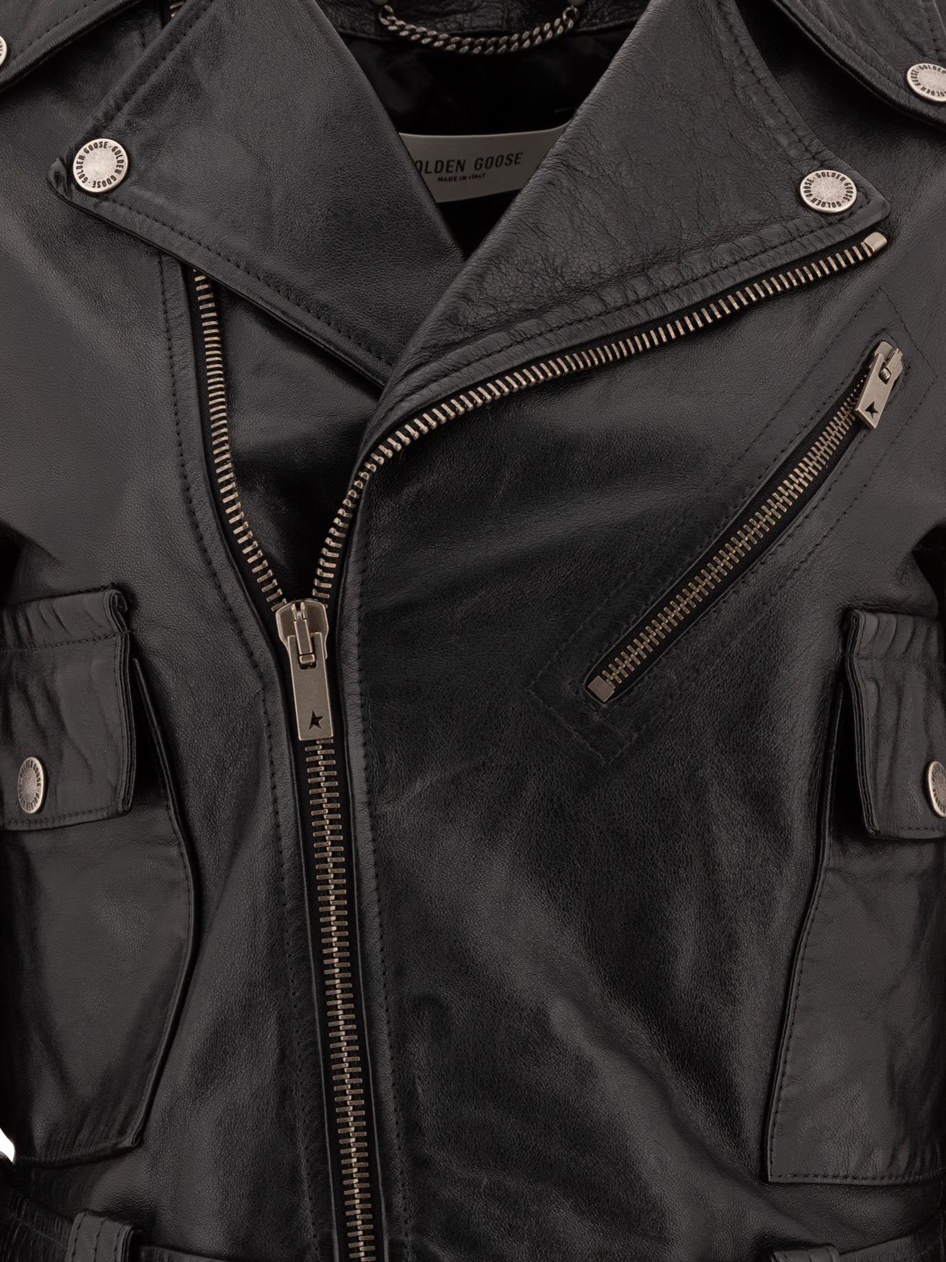 GOLDEN GOOSE Leather Biker Jacket for Women - Spring Summer 25