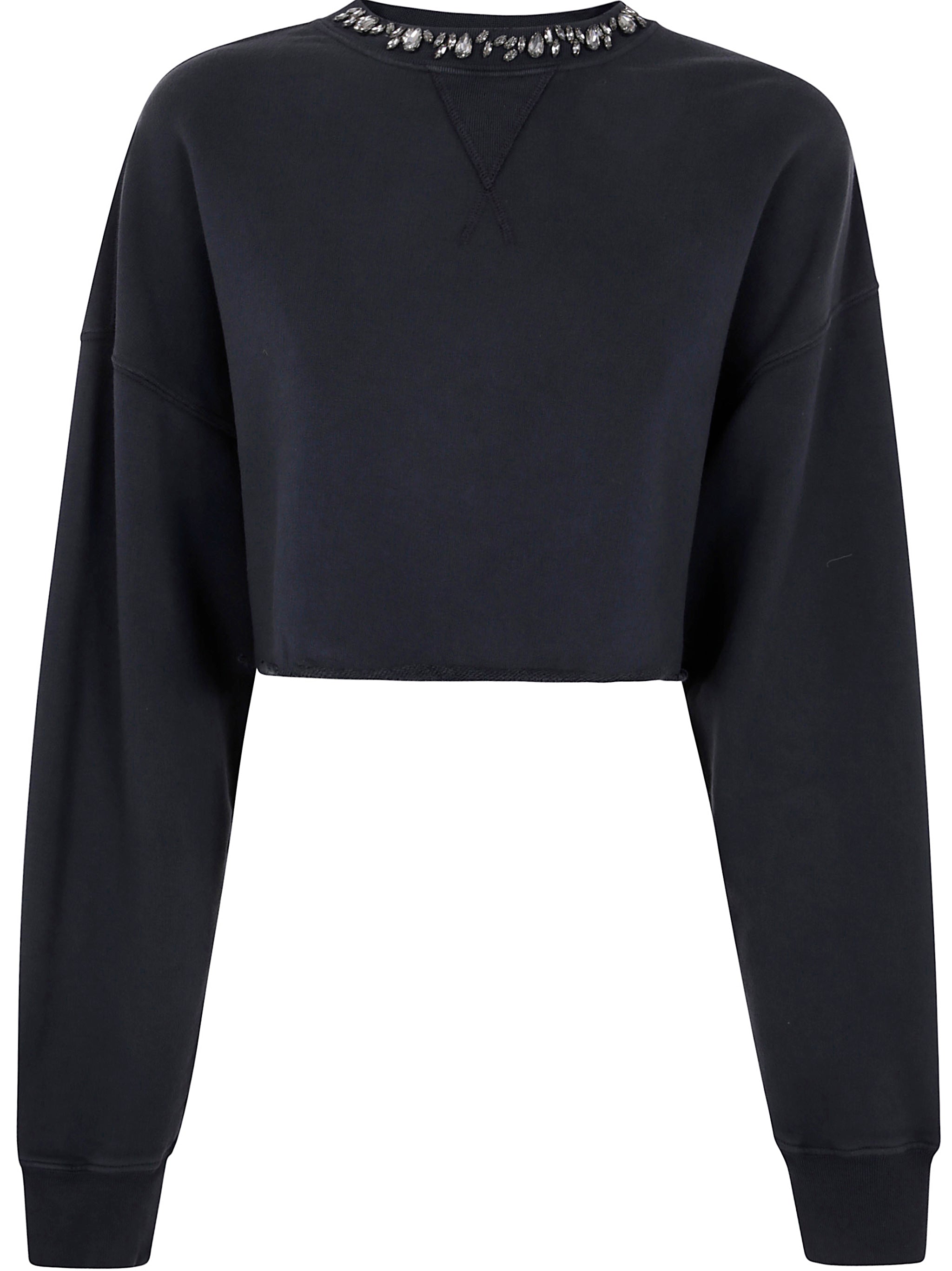 GOLDEN GOOSE Distressed Cropped Sweatshirt with Embellished Detail