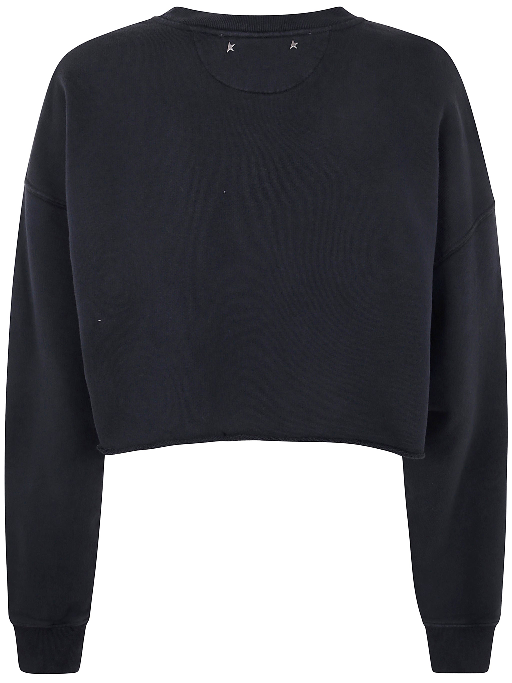 GOLDEN GOOSE Distressed Cropped Sweatshirt with Embellished Detail