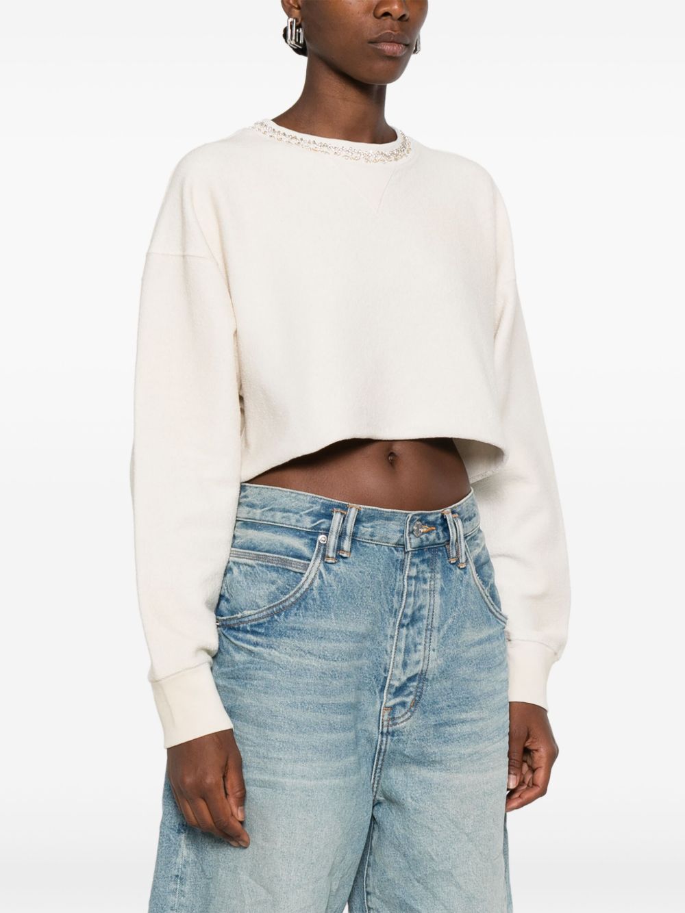 GOLDEN GOOSE Mini Crystal-Embellished Cropped Sweatshirt