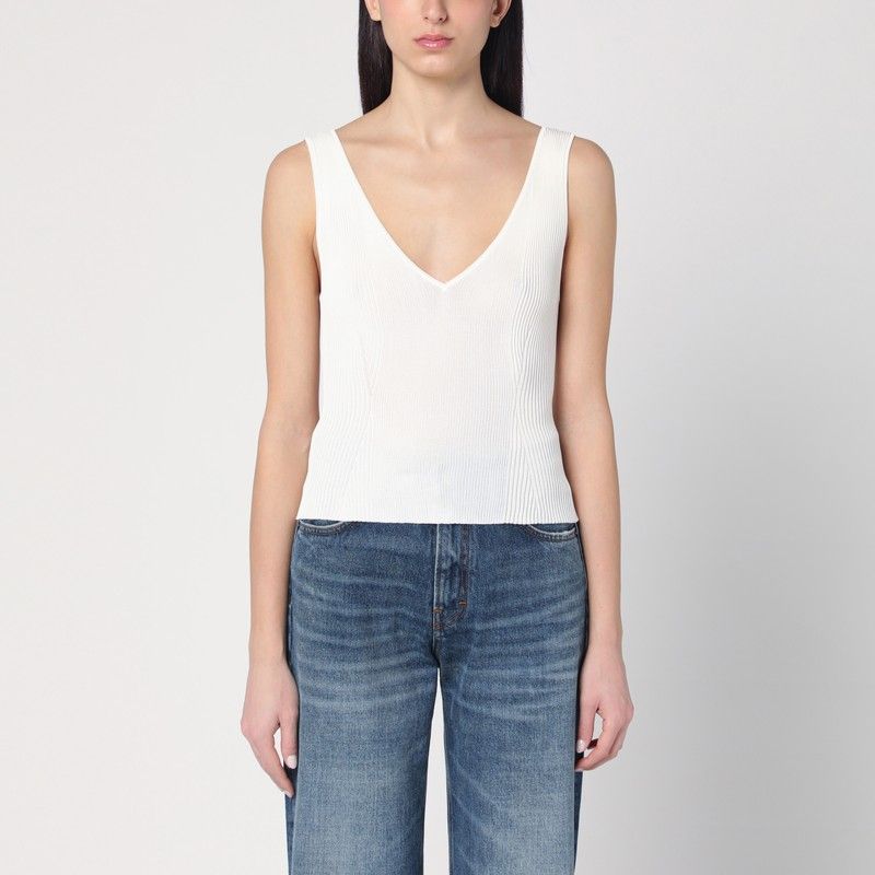 GOLDEN GOOSE Ribbed V-Neck Tank Top