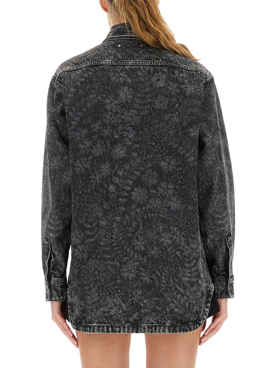 GOLDEN GOOSE Ollie Boyfriend's Shirt with Laser Flowers – Size S