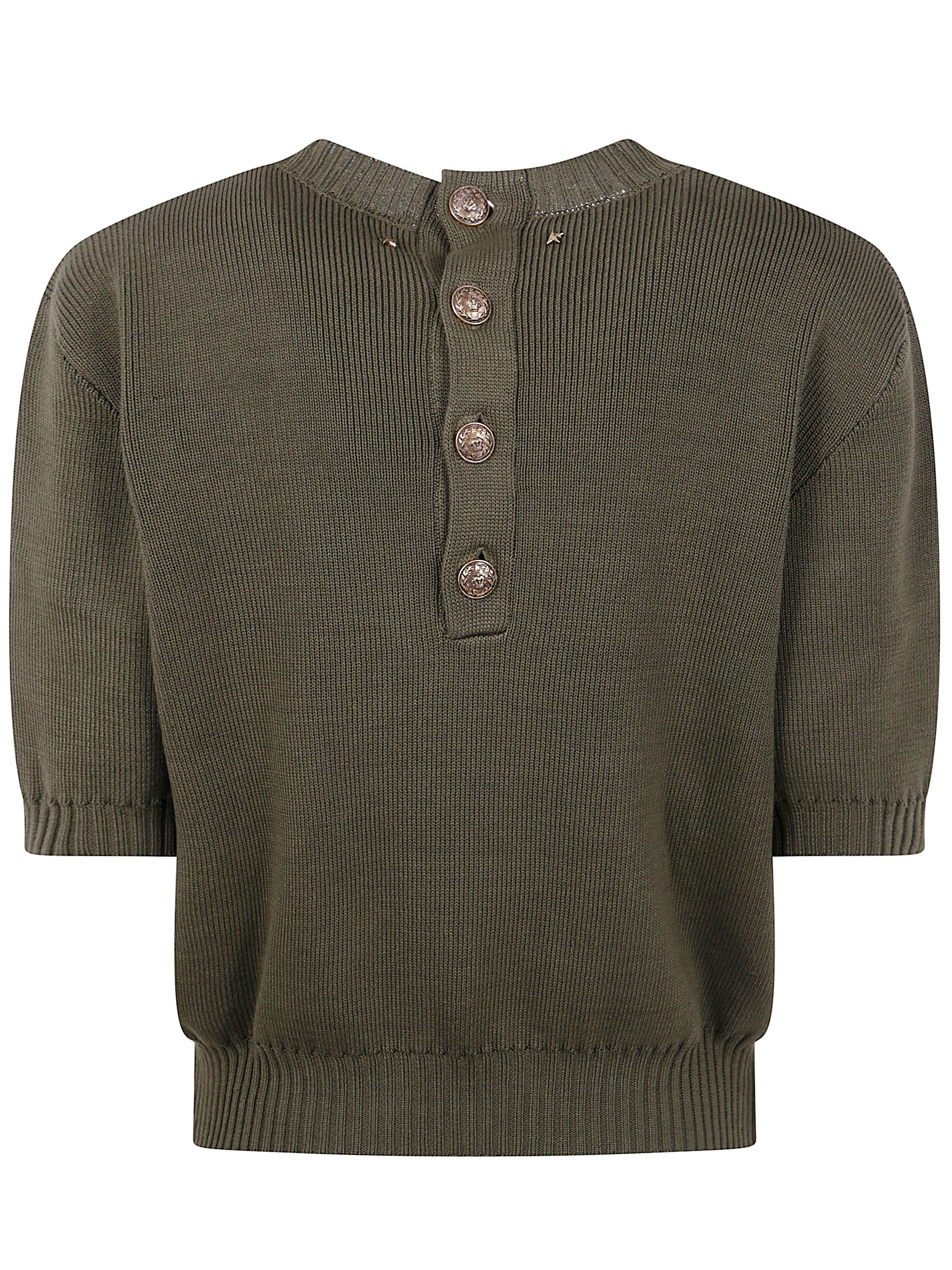 GOLDEN GOOSE Cropped Knit Crew Neck with Pocket for Women