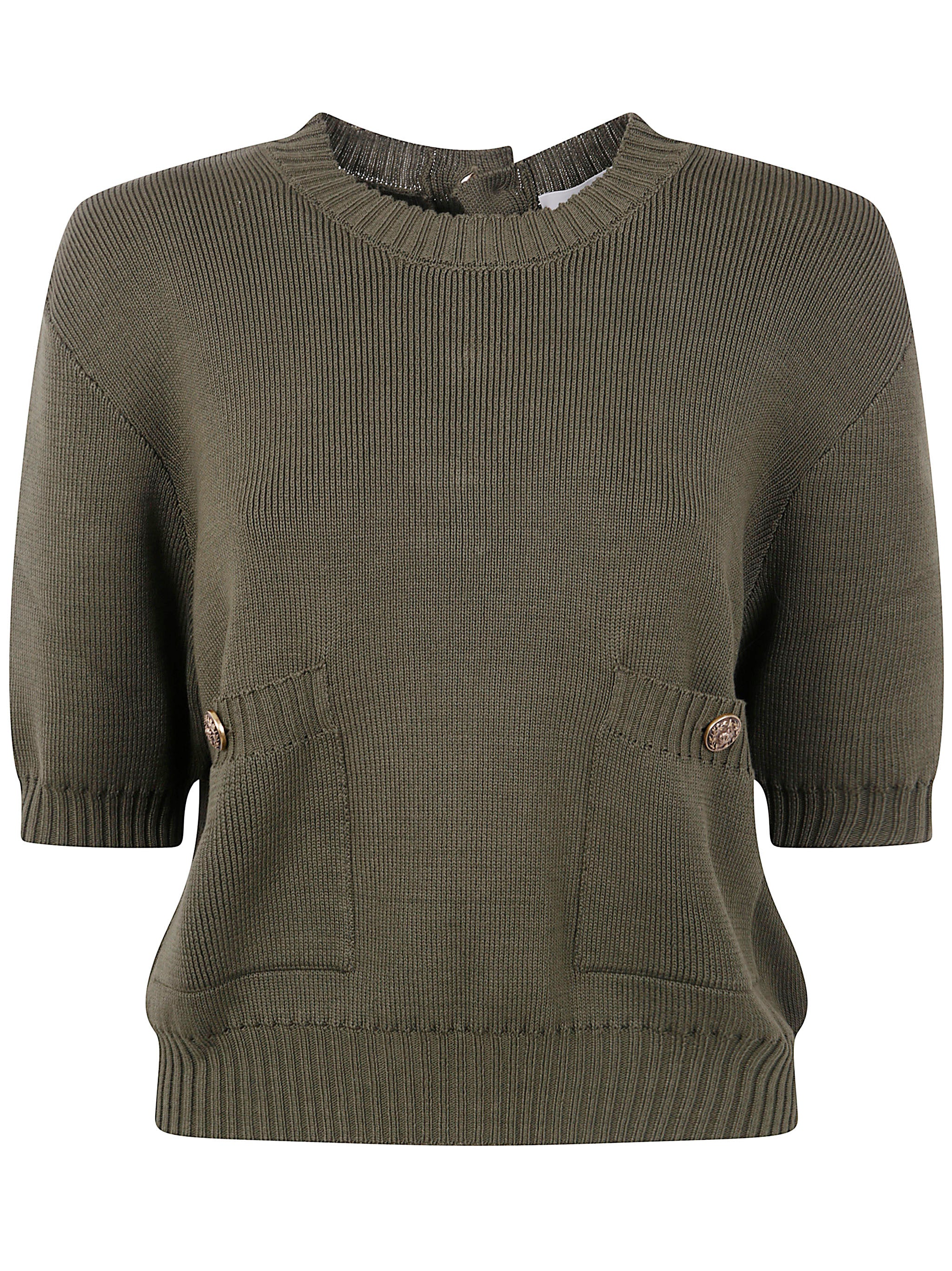 GOLDEN GOOSE Cropped Knit Crew Neck with Pocket for Women