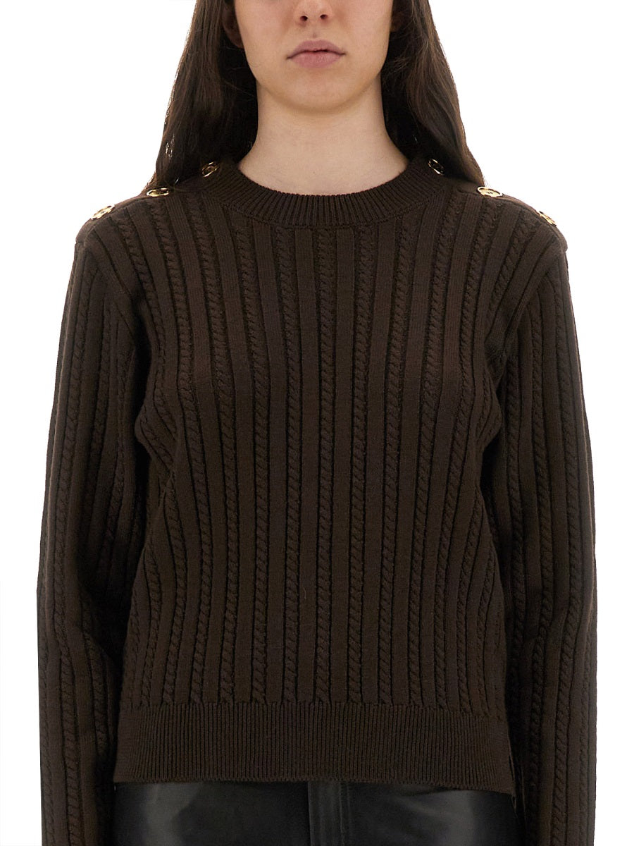 GOLDEN GOOSE Wool Sweater with Button Detail - Regular Fit