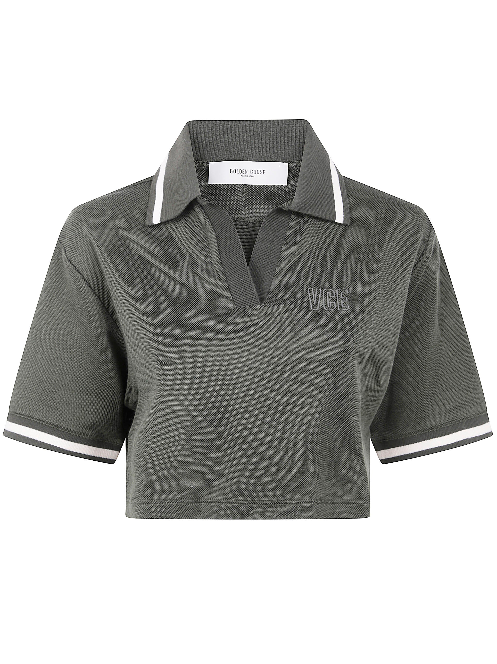 GOLDEN GOOSE Journey Women's Medium Crop Polo Fluid T-Shirt